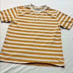 Vintage guess tee size Medium yellow white block stripes